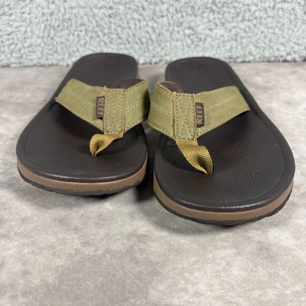 Reef Mens Flip Flops Olive Green Brown Thong Sandals Size 7 L-18 EPC